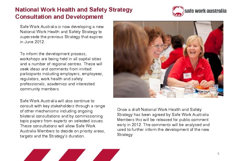 National Work Health and Safety Strategy Consultation and Development Safe Work Australia is now