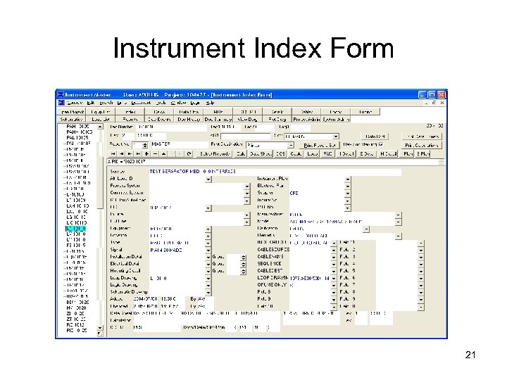 Instrument Index Form 21 
