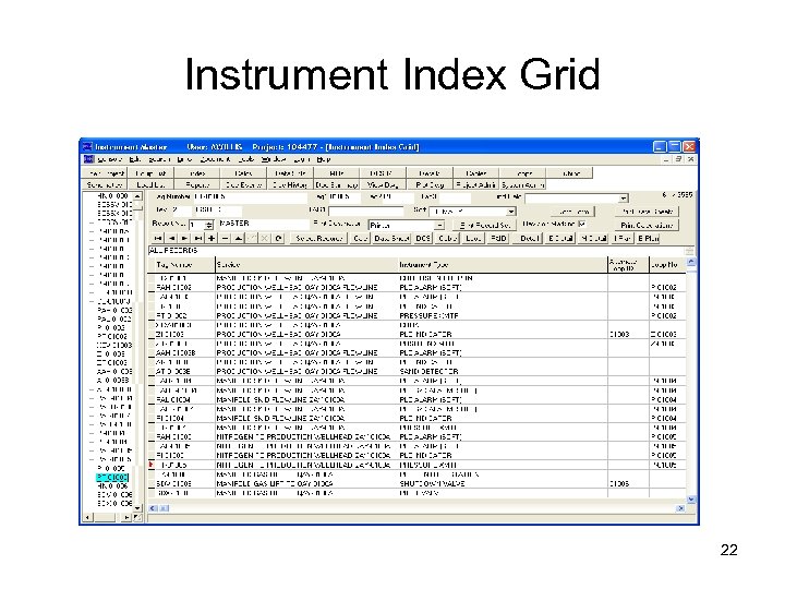 Instrument Index Grid 22 