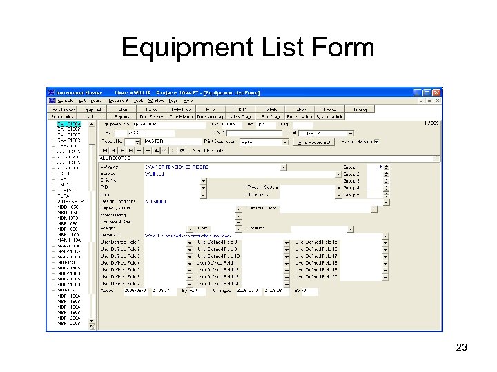 Equipment List Form 23 