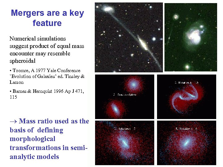 Mergers are a key feature Numerical simulations suggest product of equal mass encounter may