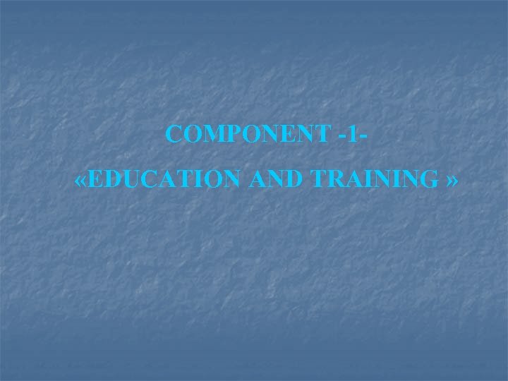 COMPONENT -1 «EDUCATION AND TRAINING » 