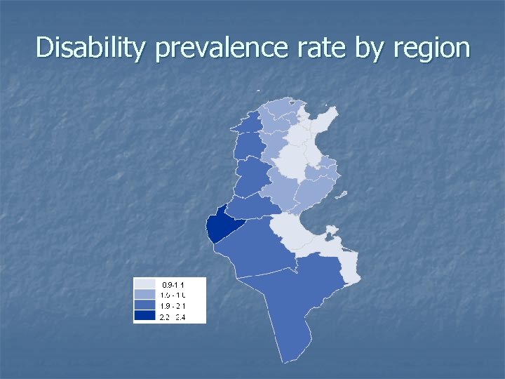 Disability prevalence rate by region 
