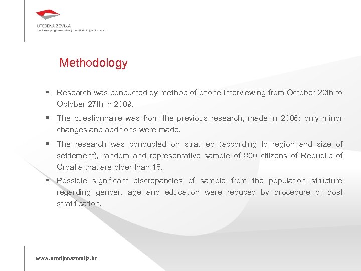 Methodology Research was conducted by method of phone interviewing from October 20 th to