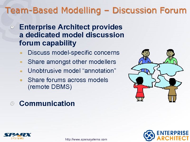 Team-Based Modelling – Discussion Forum Enterprise Architect provides a dedicated model discussion forum capability