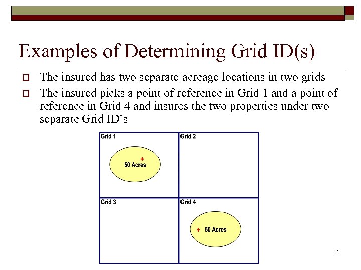 Examples of Determining Grid ID(s) o o The insured has two separate acreage locations