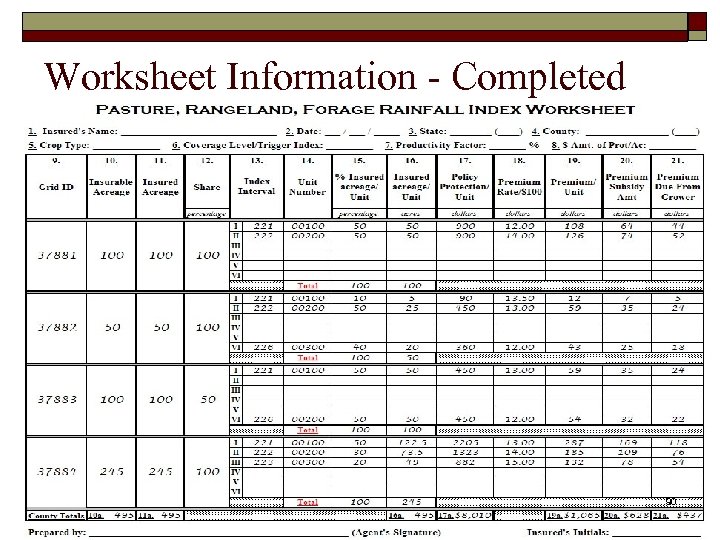Worksheet Information - Completed 90 