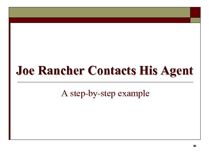 Joe Rancher Contacts His Agent A step-by-step example 94 