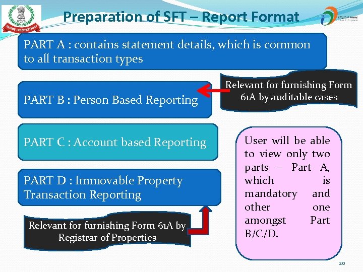 Preparation of SFT – Report Format PART A : contains statement details, which is