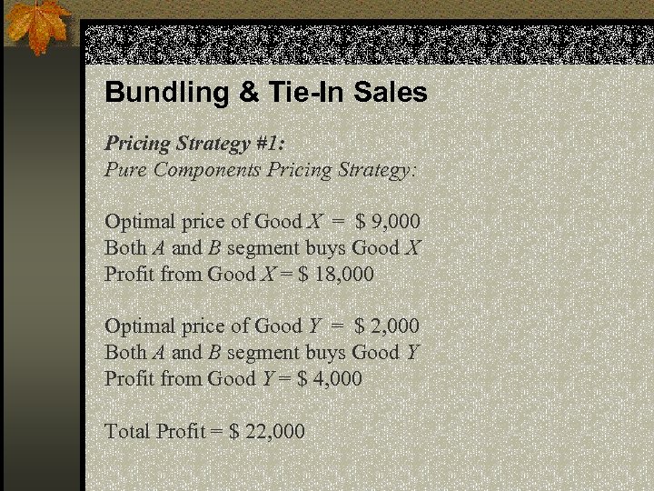 Bundling & Tie-In Sales Pricing Strategy #1: Pure Components Pricing Strategy: Optimal price of