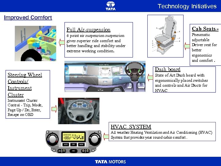 Technology Initiatives Improved Comfort Cab Seats - Full Air-suspension Pneumatic adjustable Driver seat for