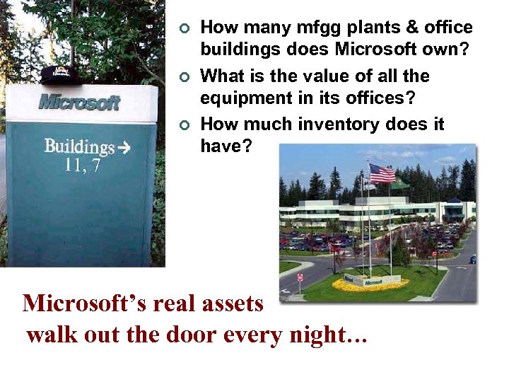 ¢ ¢ ¢ How many mfgg plants & office buildings does Microsoft own? What