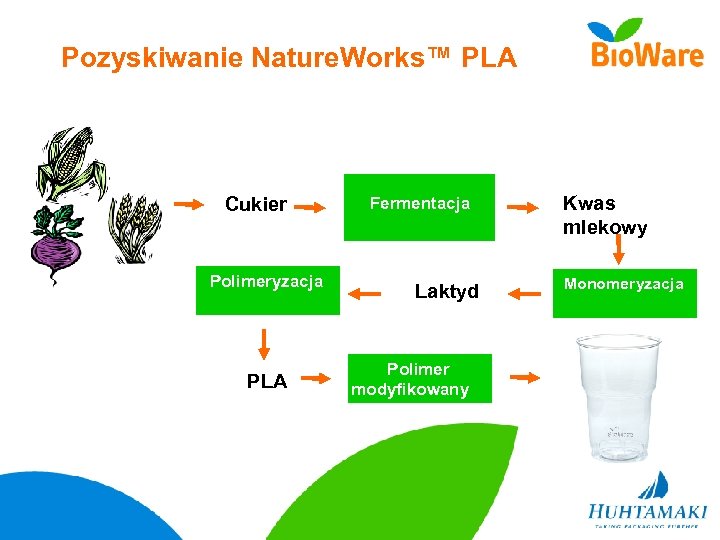 Pozyskiwanie Nature. Works™ PLA Cukier Polimeryzacja PLA Fermentacja Laktyd Polymer Polimer Modification modyfikowany Kwas