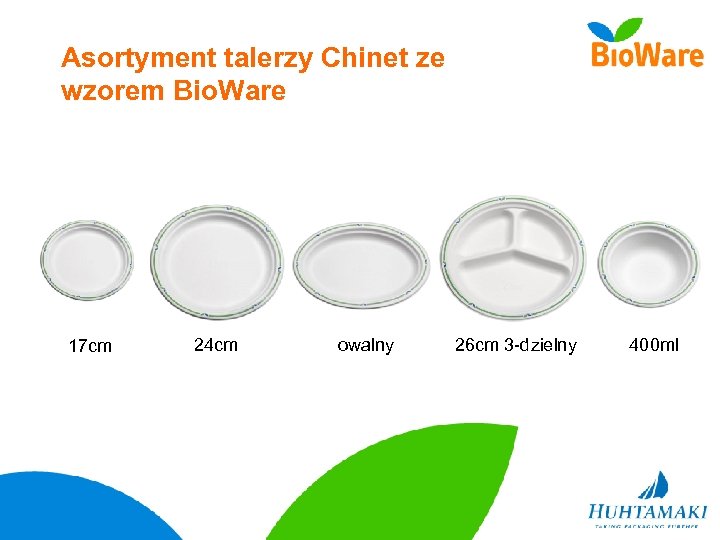 Asortyment talerzy Chinet ze wzorem Bio. Ware 17 cm 24 cm owalny 26 cm