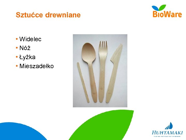 Sztućce drewniane • Widelec • Nóż • Łyżka • Mieszadełko 