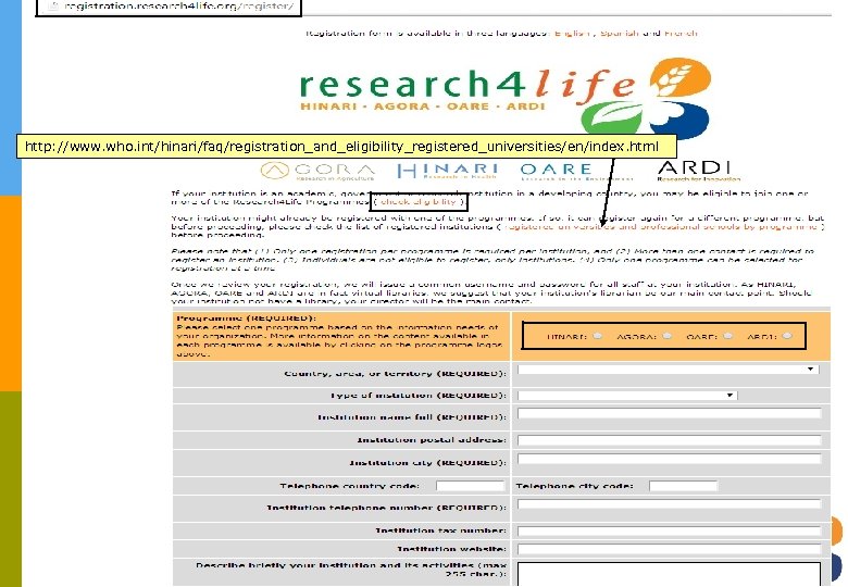 http: //www. who. int/hinari/faq/registration_and_eligibility_registered_universities/en/index. html 