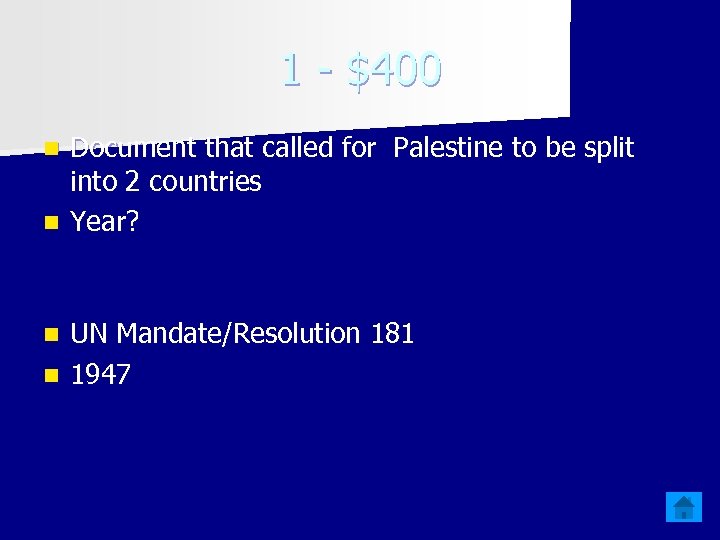 1 - $400 Document that called for Palestine to be split into 2 countries