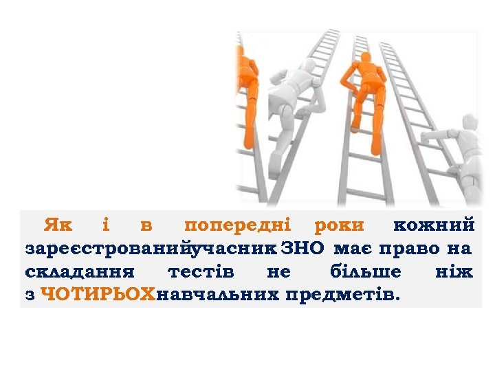 Як і в попередні роки кожний зареєстрованийучасник ЗНО має право на складання тестів не