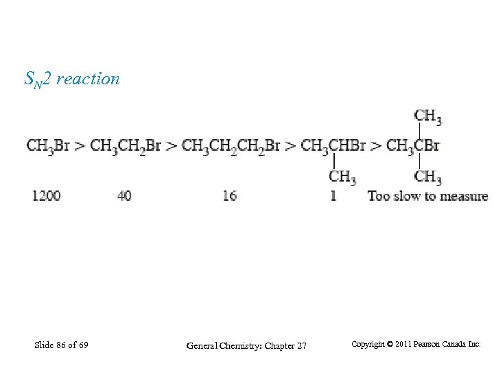 SN 2 reaction Slide 86 of 69 General Chemistry: Chapter 27 Copyright © 2011