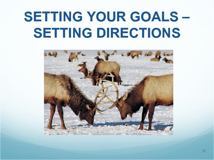 SETTING YOUR GOALS – SETTING DIRECTIONS 12 