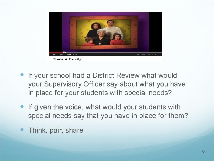  If your school had a District Review what would your Supervisory Officer say