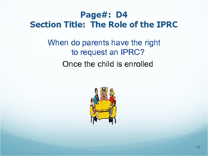 Page#: D 4 Section Title: The Role of the IPRC When do parents have