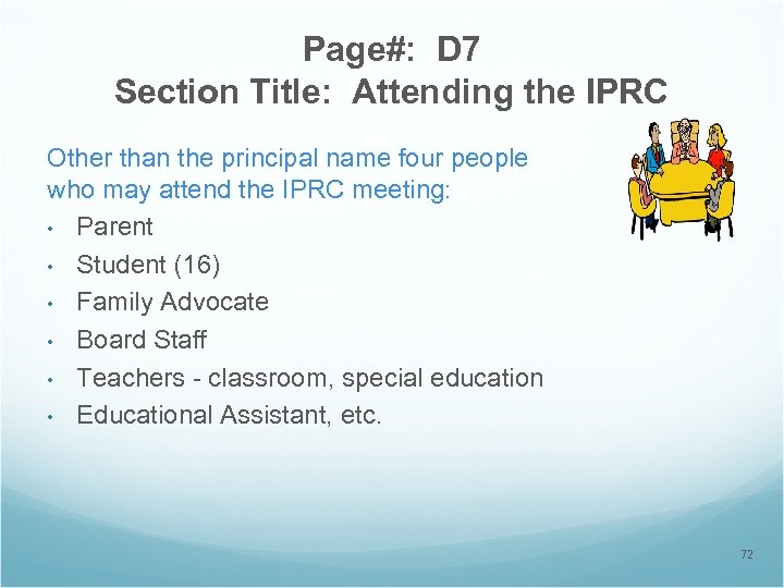 Page#: D 7 Section Title: Attending the IPRC Other than the principal name four