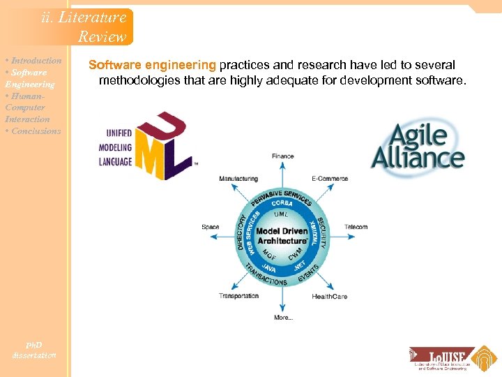 ii. Literature Review • Introduction • Software Engineering • Human. Computer Interaction • Conclusions