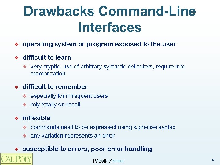 Drawbacks Command-Line Interfaces ❖ operating system or program exposed to the user ❖ difficult