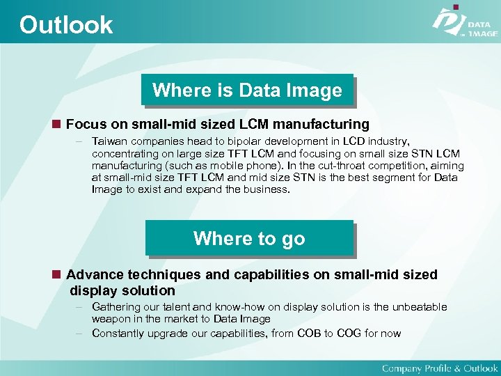 Outlook Where is Data Image Focus on small-mid sized LCM manufacturing – Taiwan companies