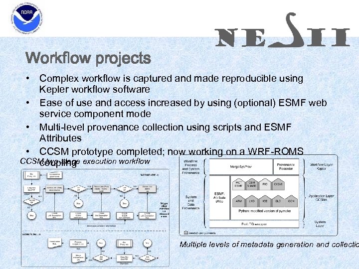 Workflow projects NE II • Complex workflow is captured and made reproducible using Kepler