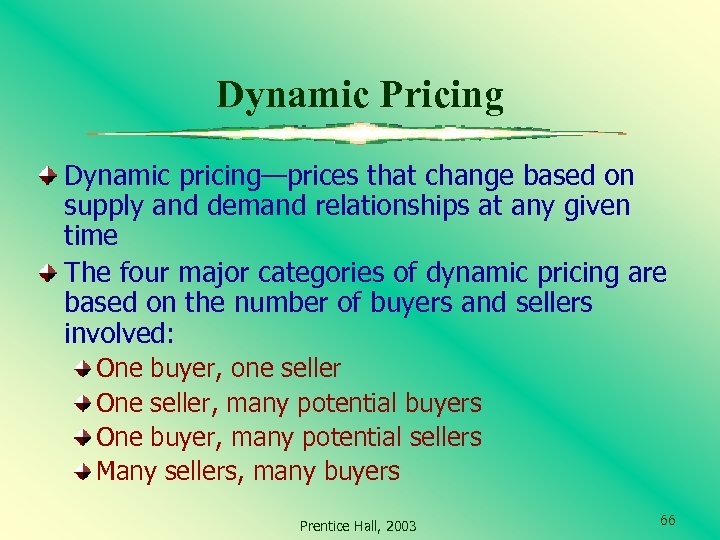 Dynamic Pricing Dynamic pricing—prices that change based on supply and demand relationships at any