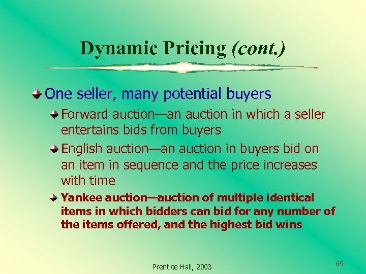 Dynamic Pricing (cont. ) One seller, many potential buyers Forward auction—an auction in which