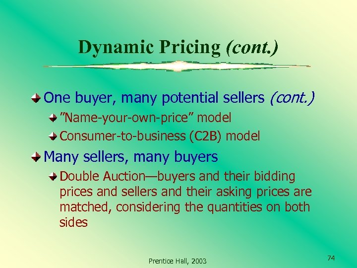 Dynamic Pricing (cont. ) One buyer, many potential sellers (cont. ) ”Name-your-own-price” model Consumer-to-business