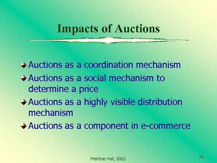 Impacts of Auctions as a coordination mechanism Auctions as a social mechanism to determine