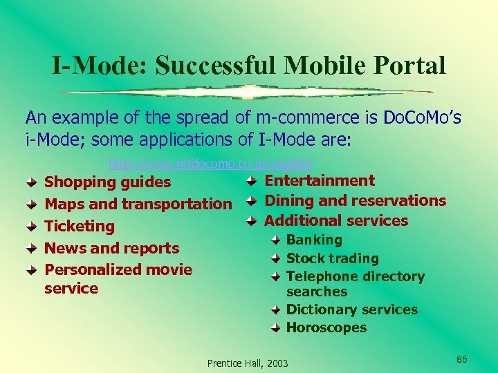 I-Mode: Successful Mobile Portal An example of the spread of m-commerce is Do. Co.