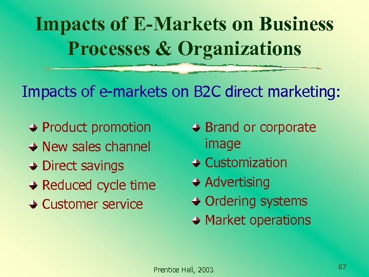 Impacts of E-Markets on Business Processes & Organizations Impacts of e-markets on B 2