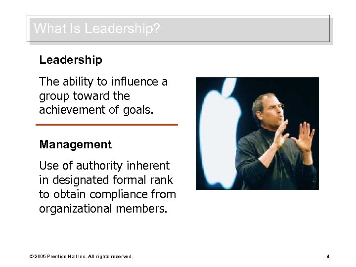 What Is Leadership? Leadership The ability to influence a group toward the achievement of