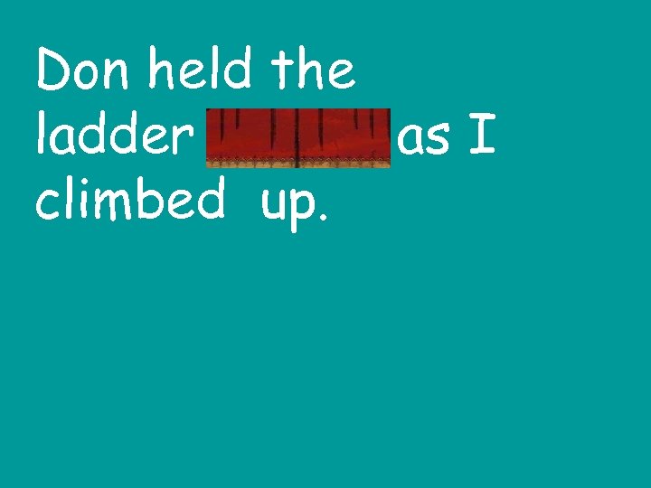 Don held the ladder steady as I climbed up. 