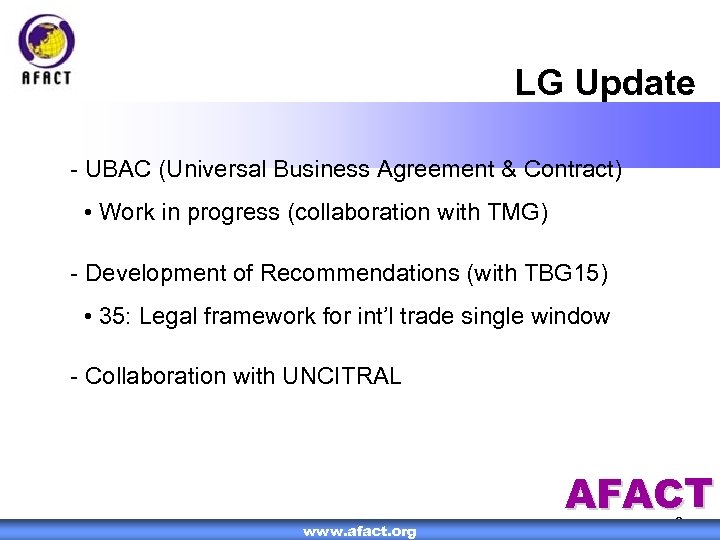 LG Update - UBAC (Universal Business Agreement & Contract) • Work in progress (collaboration