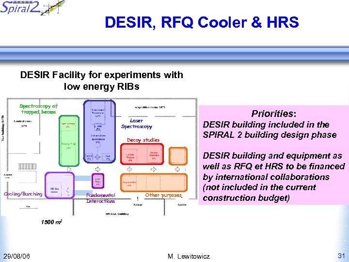 DESIR, RFQ Cooler & HRS DESIR Facility for experiments with low energy RIBs Spectroscopy