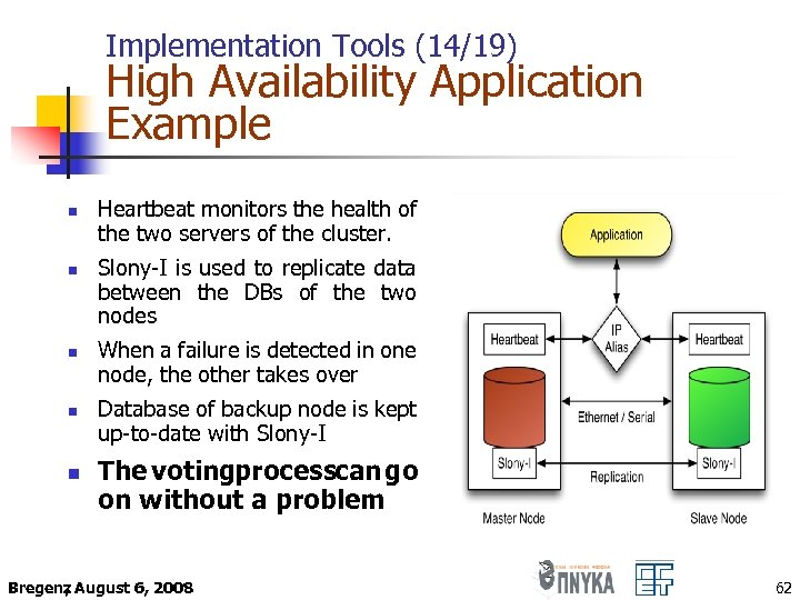 Implementation Tools (14/19) High Availability Application Example n n n Heartbeat monitors the health