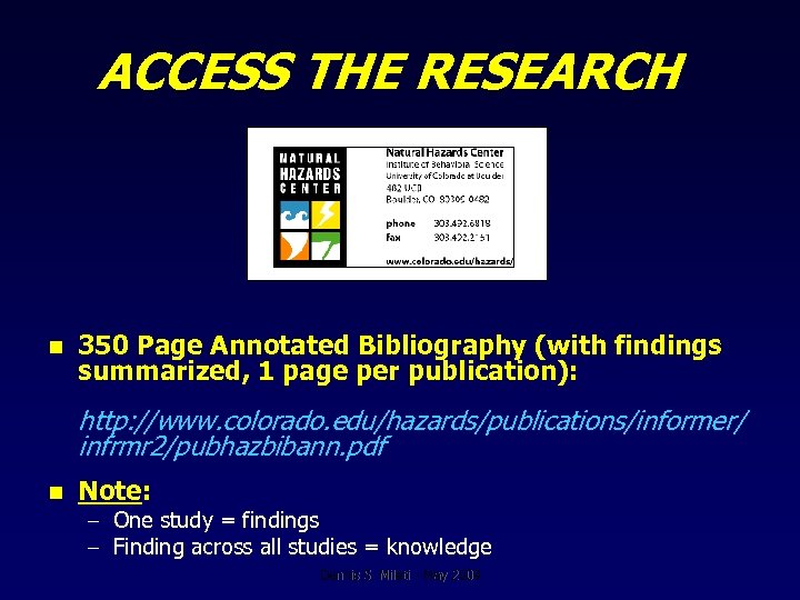 ACCESS THE RESEARCH n 350 Page Annotated Bibliography (with findings summarized, 1 page per