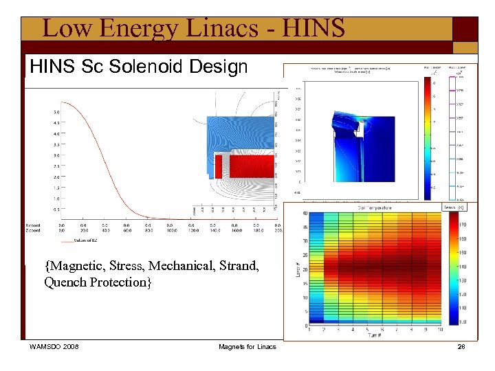 Low Energy Linacs - HINS Sc Solenoid Design {Magnetic, Stress, Mechanical, Strand, Quench Protection}