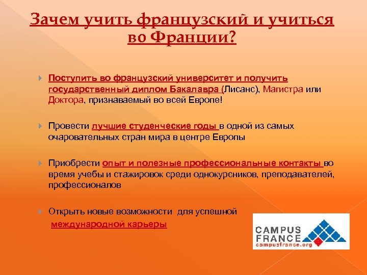 Зачем учить французский и учиться во Франции? Поступить во французский университет и получить государственный