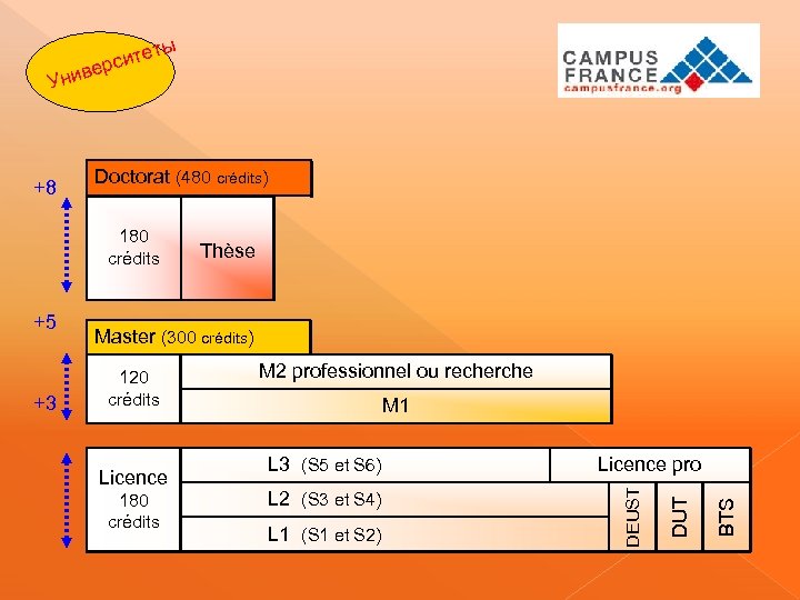 ты те ерси ив Ун Doctorat (480 crédits) 180 crédits 120 crédits Licence 180