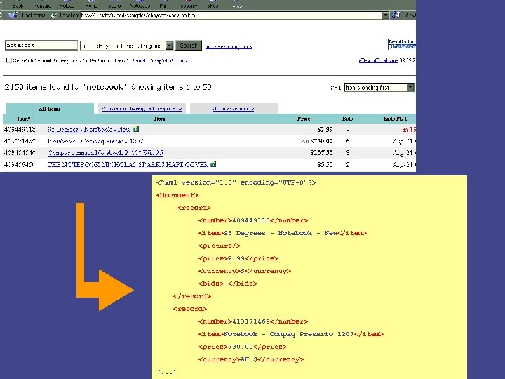 <? xml version="1. 0" encoding="UTF-8"? > <document> <record> <number>409449118</number> <item>98 Degrees - Notebook -