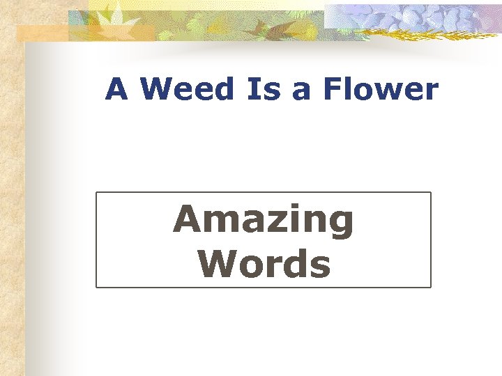 A Weed Is a Flower Amazing Words 