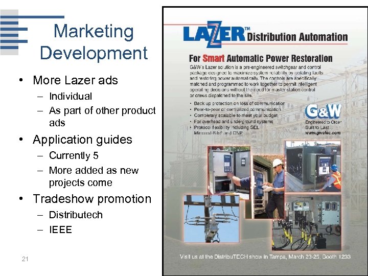 Marketing Development • More Lazer ads – Individual – As part of other product
