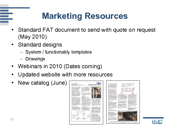 Marketing Resources • Standard FAT document to send with quote on request (May 2010)